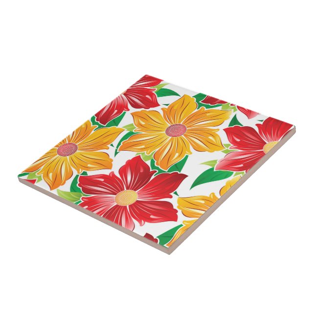 Bold Flowers Print Tile (Side)
