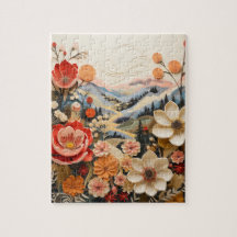 Bold Flowers with Mountains