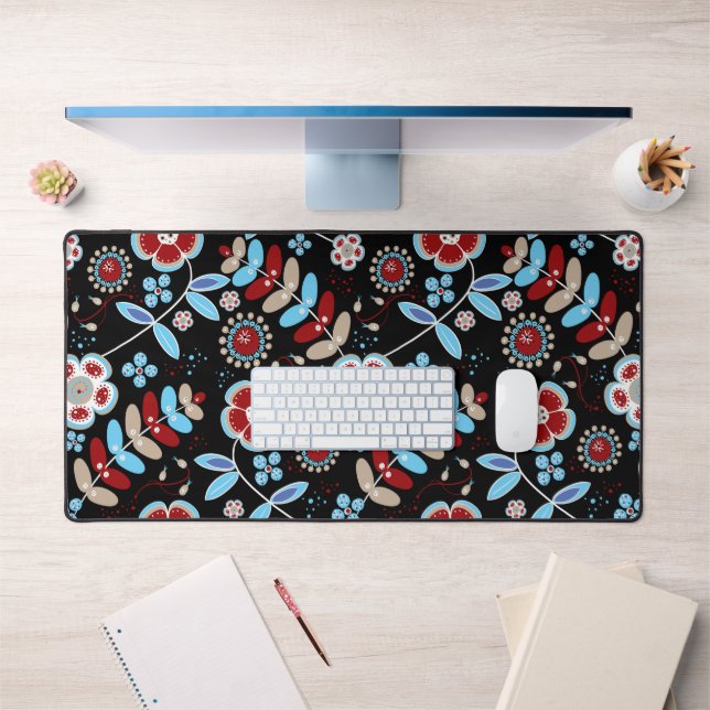 Bold Folk Floral Pattern Desk Mat (Office 1)