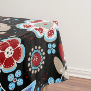 Bold Folk Floral Pattern Tablecloth