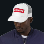 Bold Font Big Text Unisex Womens Mens Security Trucker Hat<br><div class="desc">Custom Add Image Company Logo Text Here Modern Elegant Template Men's Women's Unisex Security Member Black / Red / White Baseball Cap / Trucker Hat.</div>