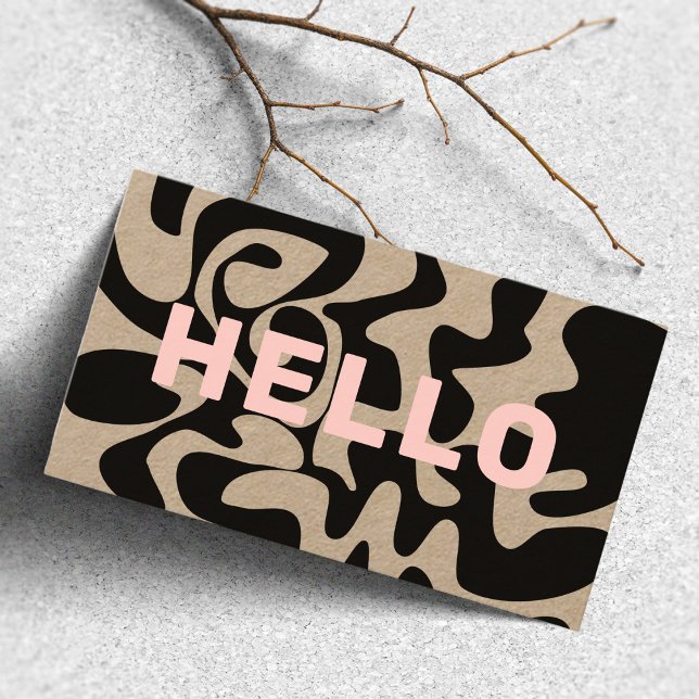 Bold Font Groovy Black Blush Pink Kraft Business Card (Creator Uploaded)