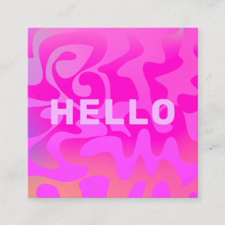 Bold Font Groovy Hello Hot Pink Bright Square Business Card