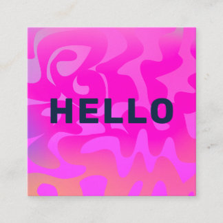 Bold Font Groovy Navy Hello Hot Pink Bright Square Square Business Card