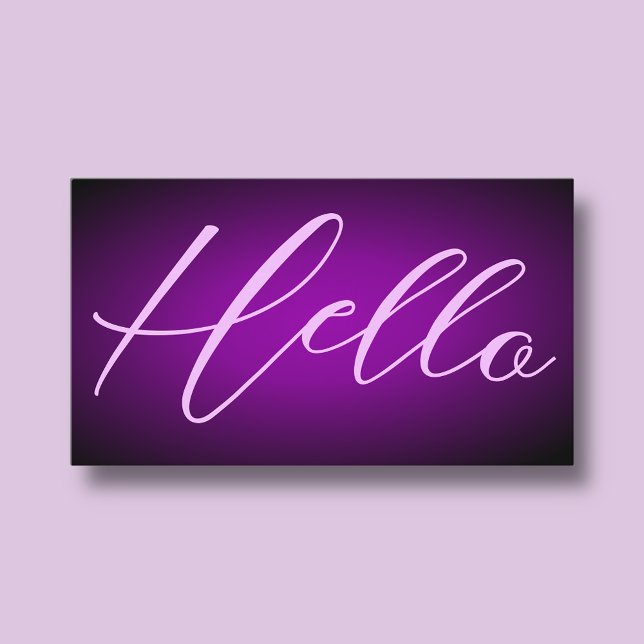 Bold Font Neon Black Purple Lilac Hello Gradient Business Card (Creator Uploaded)