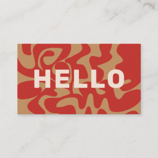 Bold Font Retro Groovy Beige Rust Brown Hello Business Card