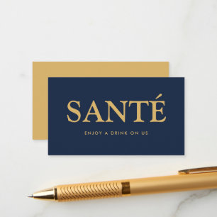 Bold Font "Santé" French Free Drinks Ticket Enclosure Card