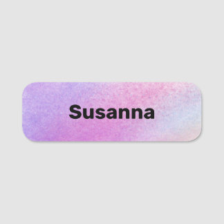 Bold Font Squiggle Lines Mauve Blue Lilac Magnetic Name Tag