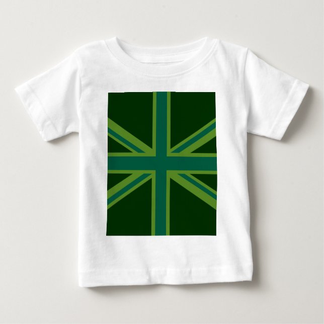 Bold Forest Green Union Jack Baby T-Shirt (Front)