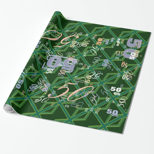 Bold Forest Green Union Jack Wrapping Paper (Unrolled)
