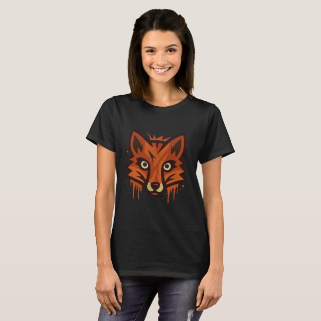 Bold Fox Illustration – Modern Artistic Fox Design T-Shirt (Front Full)