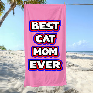 Bold & Fun Best Cat Mum Ever Beach Towel