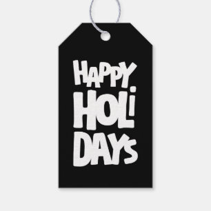 Bold & Fun Black & White Happy Holidays Gift Tags