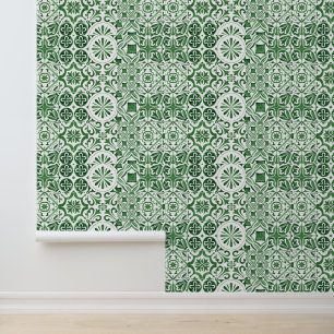 Bold + Fun Green Mediterranean Tile Wallpaper