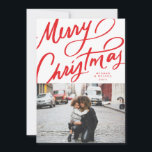 Bold Fun Hand Lettered Merry Christmas Holiday Card<br><div class="desc">My hand lettering greeting perfectly complements a single portrait photo. If interested,  please DM. Other options for text and extra photos are also available for the back of the card. Requests always welcome! Thanks for visiting my Zazzle store!</div>