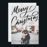 Bold Fun Hand Lettered Merry Christmas Holiday Card<br><div class="desc">My hand lettering greeting perfectly complements a single portrait photo. If interested,  please DM. Other options for text and extra photos are also available for the back of the card. Requests always welcome! Thanks for visiting my Zazzle store!</div>