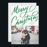 Bold Fun Hand Lettered Merry Christmas Holiday Card<br><div class="desc">My hand lettering greeting perfectly complements a single portrait photo. If interested,  please DM. Other options for text and extra photos are also available for the back of the card. Requests always welcome! Thanks for visiting my Zazzle store!</div>