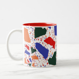 Bold Fun Terrazzo Fractal Splash Art Two-Tone Coffee Mug