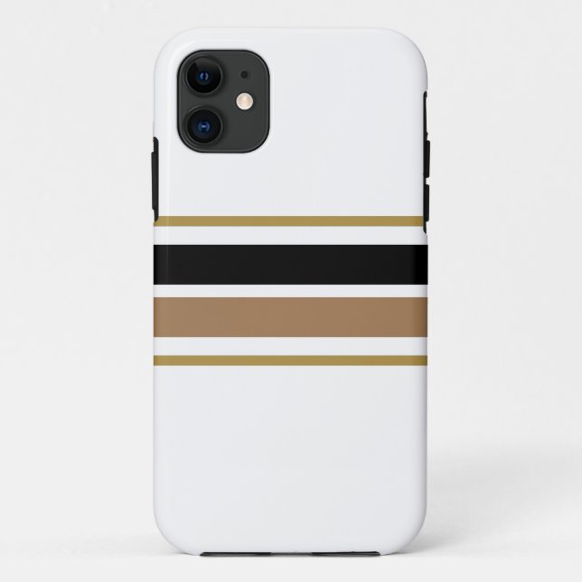 Bold Fun Vibrant Black Brown White Racing Stripes Case-Mate iPhone Case (Back)