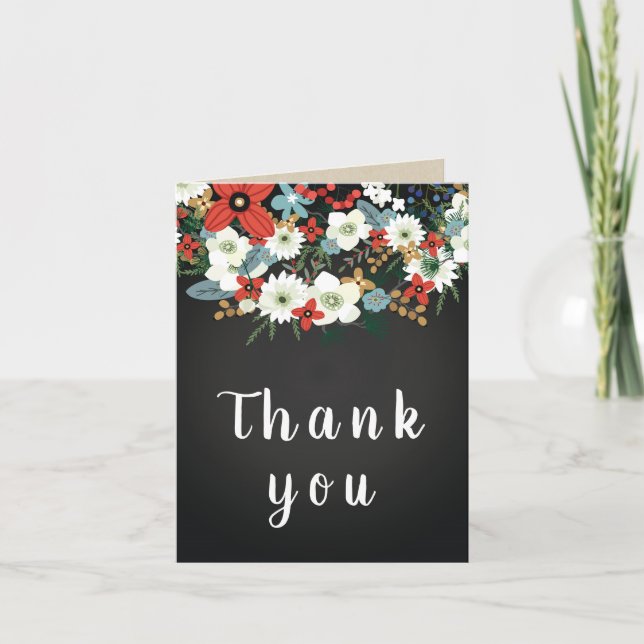 Bold Funky Colourful Floral Dark Chic Thank You (Front)