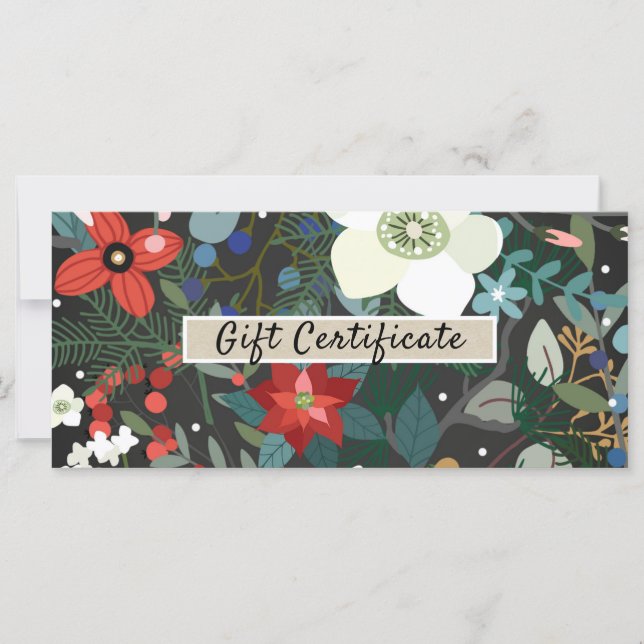 Bold Funky Floral Dark Modern Gift Certificate (Front)