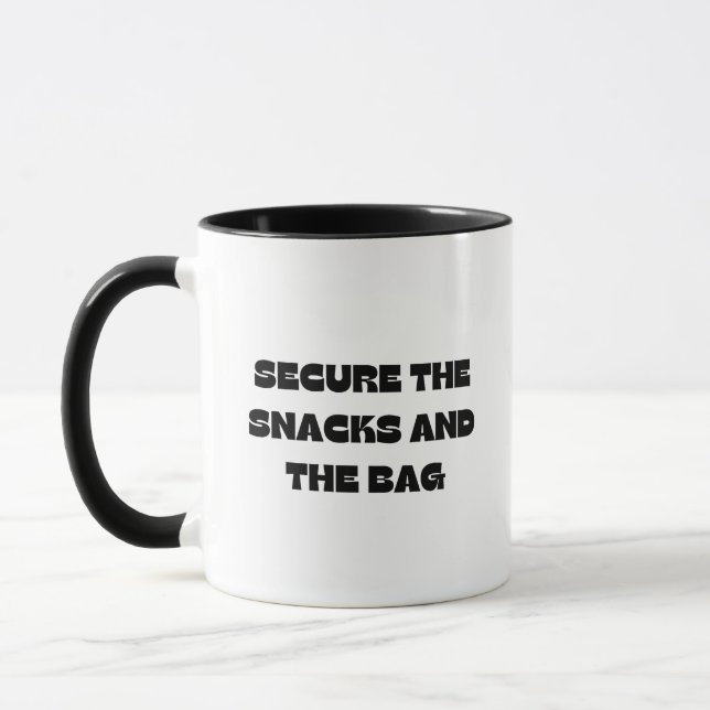 Bold Funny 'Secure The Snacks and The Bag' Mum Mug (Left)