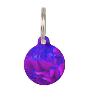 Bold Fuschia Pink and Blue Carnation Flower Pet Tag