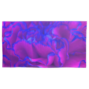 Bold Fuschia Pink and Blue Carnation Flower Pillowcase