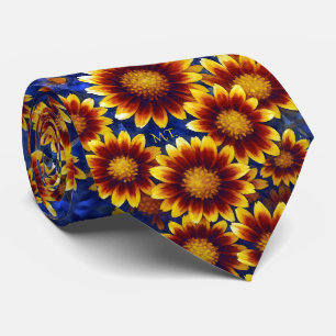 Bold Gaillardia Flowers Deep Red Yellow Watercolor Tie
