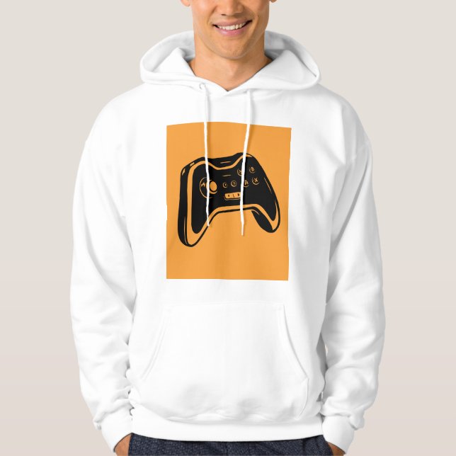 Bold Game Controller Minimal Gamer Art Hoodie (Front)