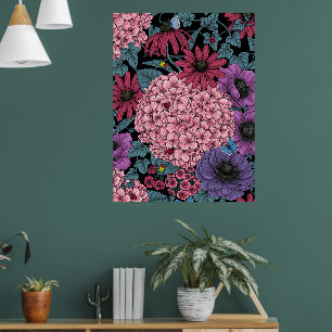 Bold garden florals poster