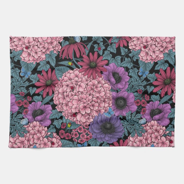 Bold garden florals tea towel (Horizontal)