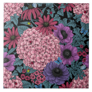 Bold garden florals tile