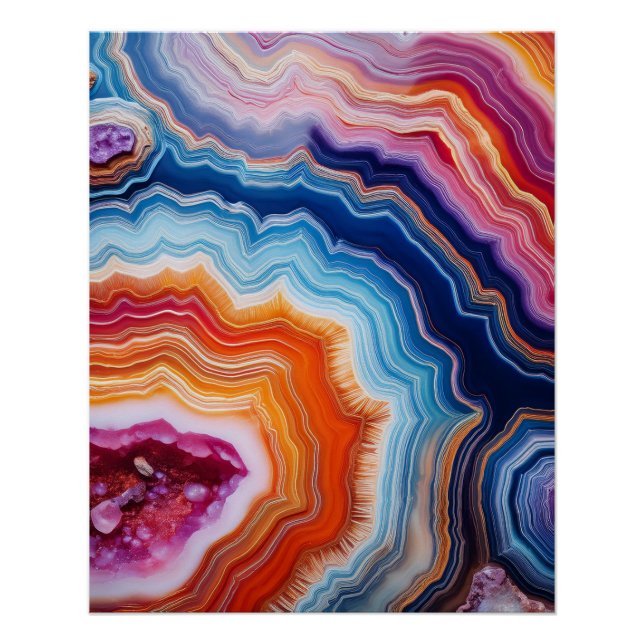 Bold Geode Layers – Colorful Abstract Mineral Art Poster (Front)