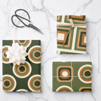 Bold Geometric 70s Inspired Patterns Wrapping Paper Sheet