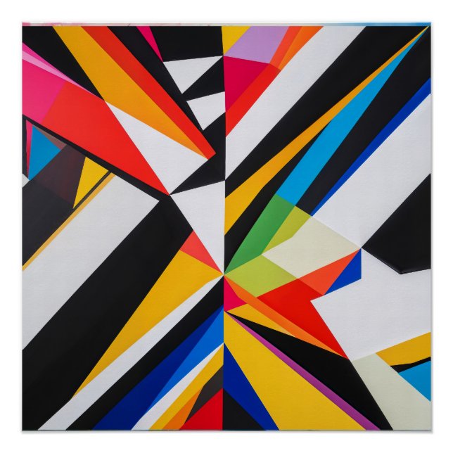 Bold Geometric Abstract Colorful Modern Art Poster (Front)