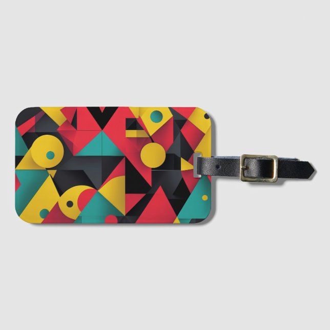 Bold Geometric Abstract Modern Art Luggage Tag (Front Horizontal)
