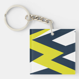Bold Geometric Abstract Pattern Key Ring