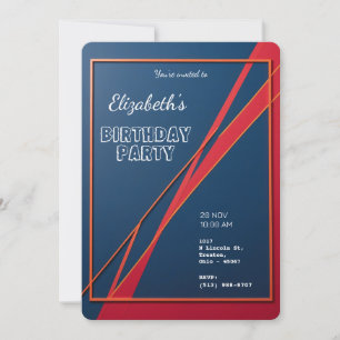 Bold Geometric Abstract Personalised Birthday Invitation