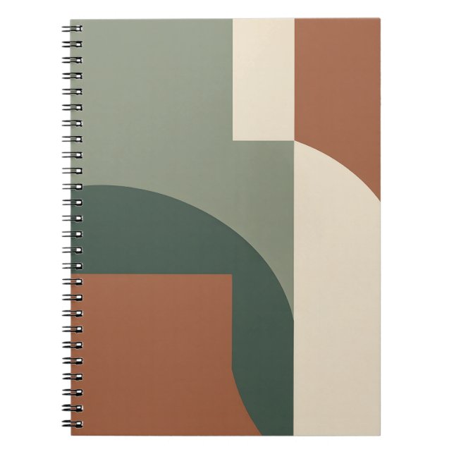 Bold Geometric Abstract | Sage & Terracotta Notebo Notebook (Front)