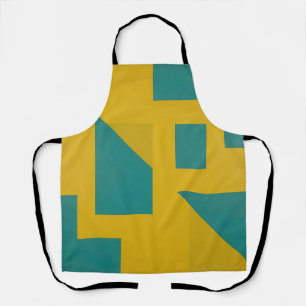 Bold Geometric Abstract Yellow Teal Apron
