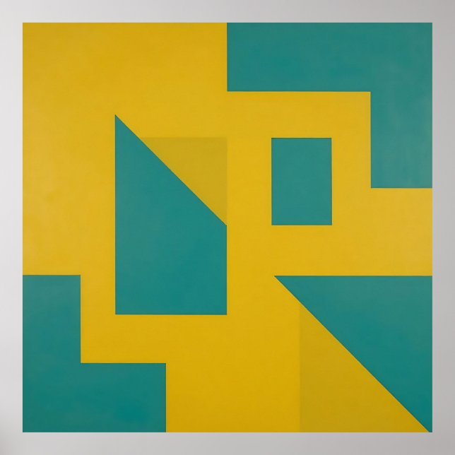 Bold Geometric Abstract Yellow Teal Poster (Front)