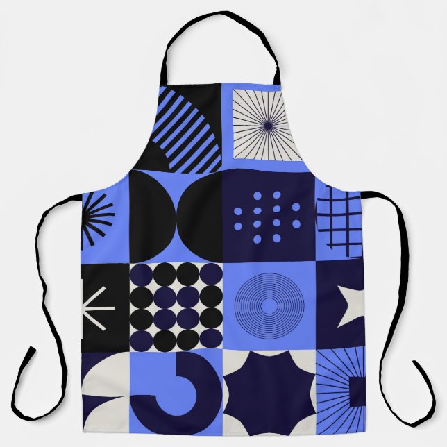 Bold Geometric Bauhaus Retrofuturistic Pattern Apron (Front)