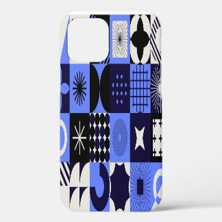 Bold Geometric Bauhaus Retrofuturistic Pattern iPhone 12 Case