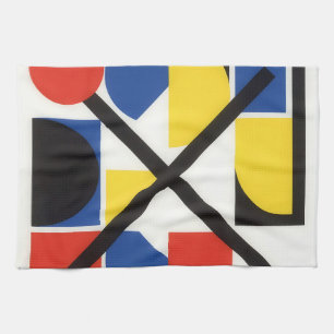 Bold Geometric Bauhaus Suprematist Art Tea Towel