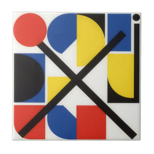 Bold Geometric Bauhaus Suprematist Art Tile