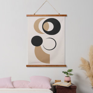 Bold Geometric Circle Line Abstract Hanging Tapestry