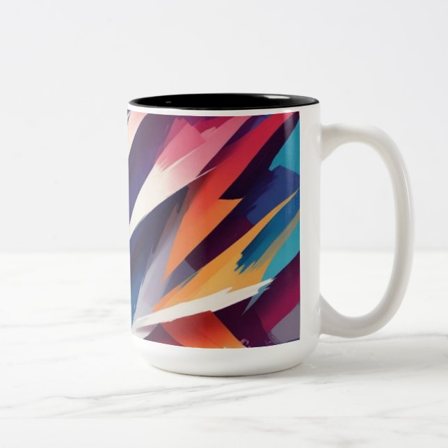 Bold Geometric Colour Burst Two-Tone Coffee Mug (Right)