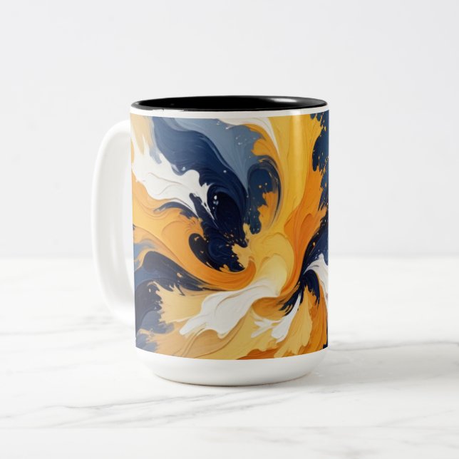 Bold Geometric Colour Burst Two-Tone Coffee Mug (Front Left)