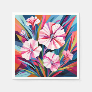 Bold Geometric Dianthus Flowers Napkin